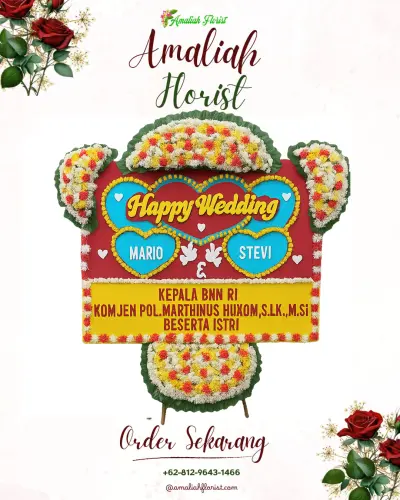 Karangan Papan Bunga Pernikahan di Kukusan